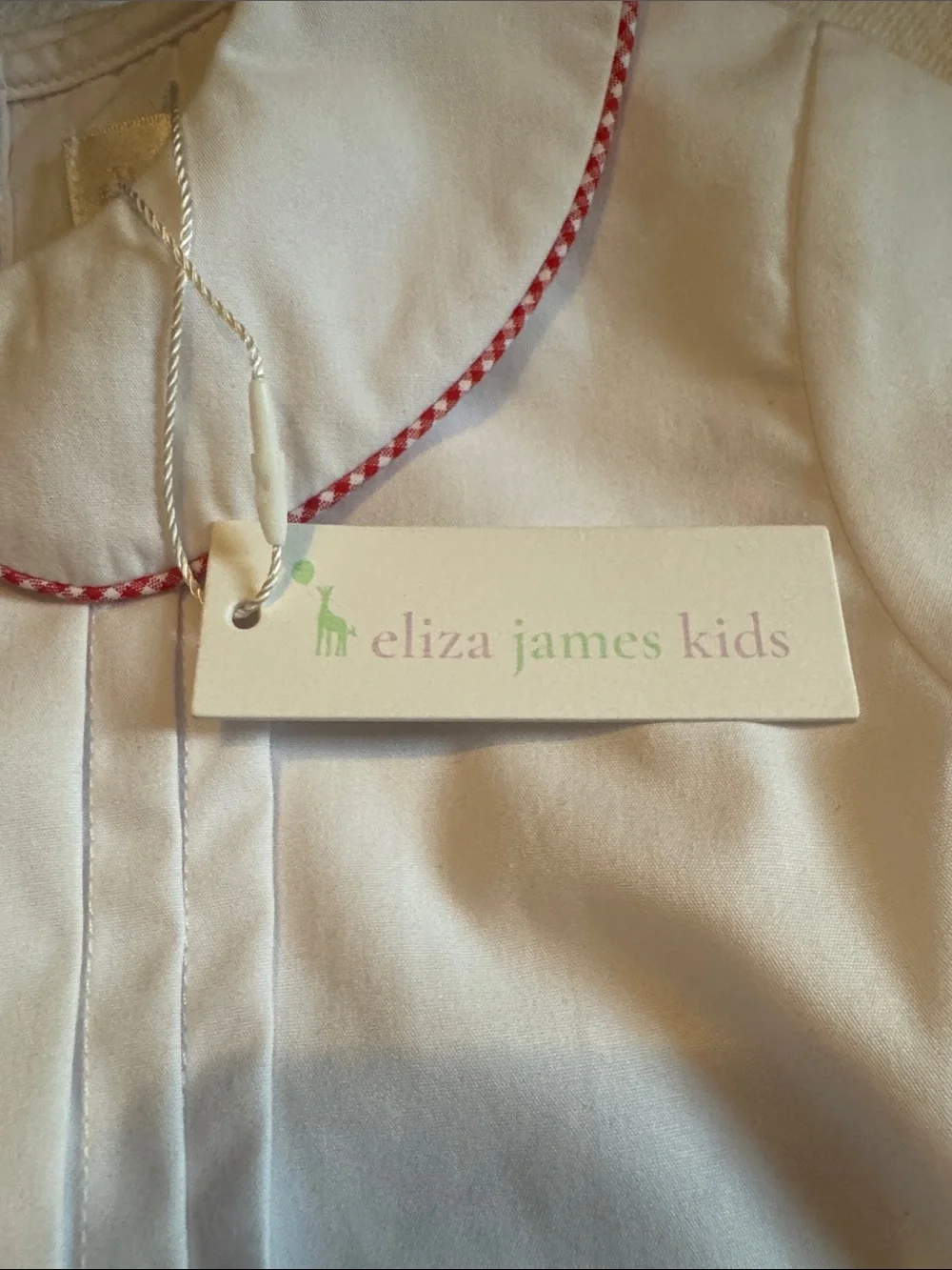 Eliza James White Top with Red Trim & Red Gingham Shorts Set, Sz 3T